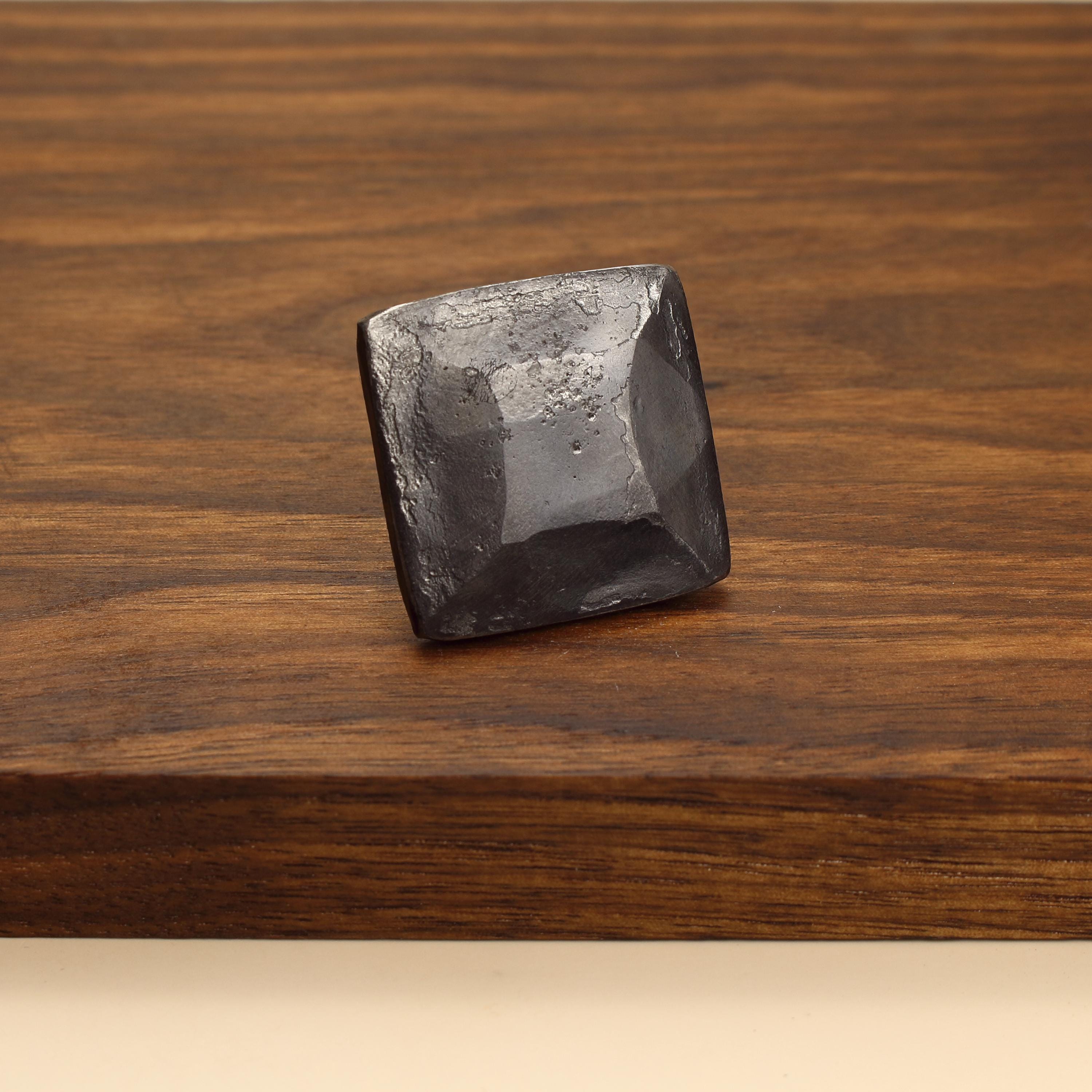 Square Hammered Knob - Brushed - Individual