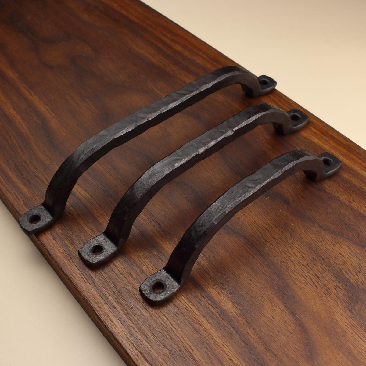 Hammered Square Arch Cabinet Pull - Blackened - Individual
