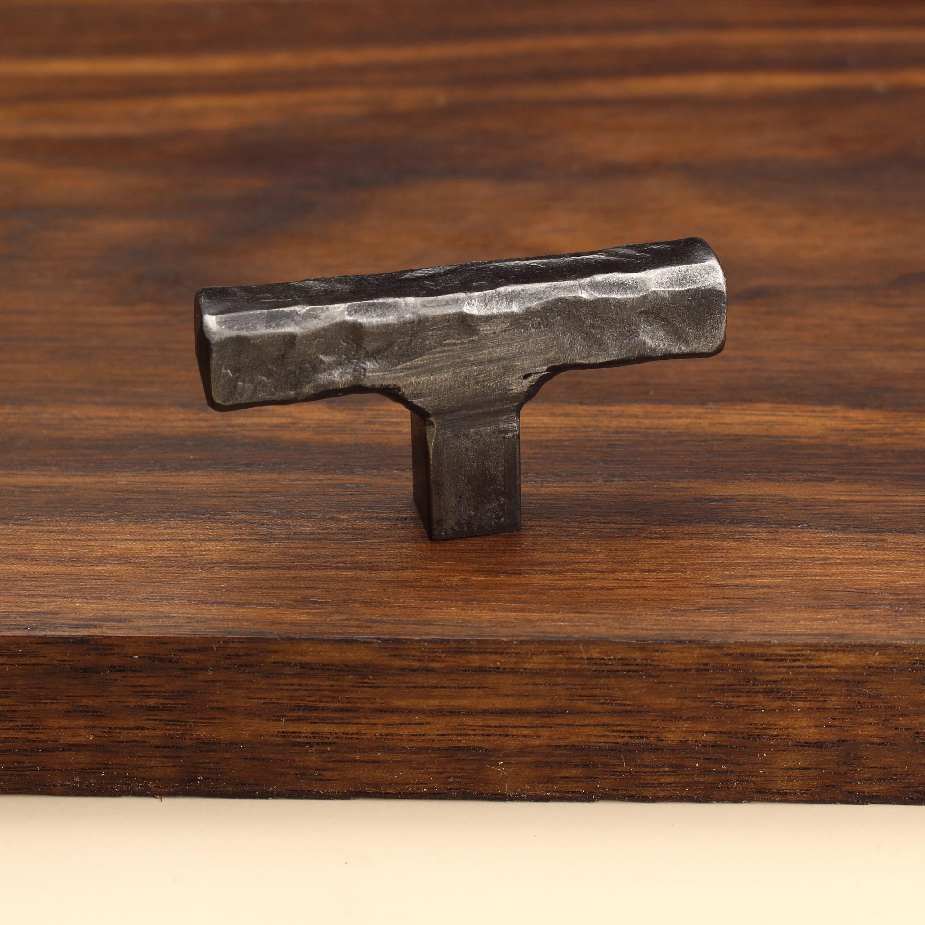 Hammered Square Tee Knob - Brushed - Individual